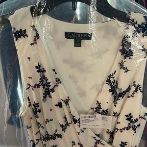 Ralf Lauren size 10 / Lauren Carana dress Crean / Blue Multi